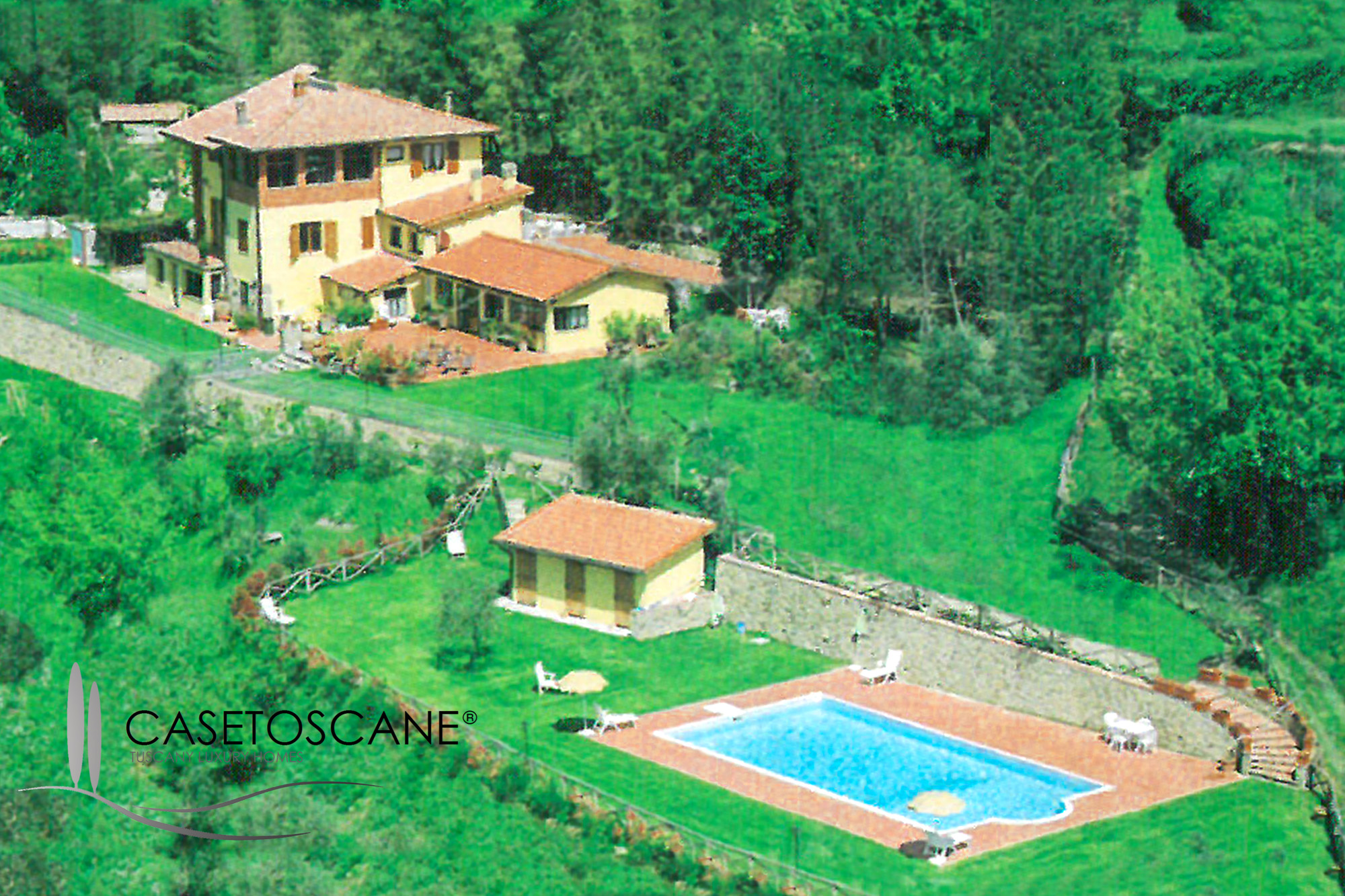 3195 - Agriturismo e azienda agricola nelle colline del Chianti aretino, con casale con 6 appartamenti, piscina e terreno ha.12 con vigneto e 5.000 olivi.